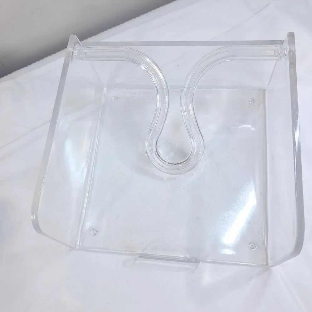 Vintage NCC Lucite COCKTAIL  Napkin Holder Butler clear Plastic Acrylic 1990 mod